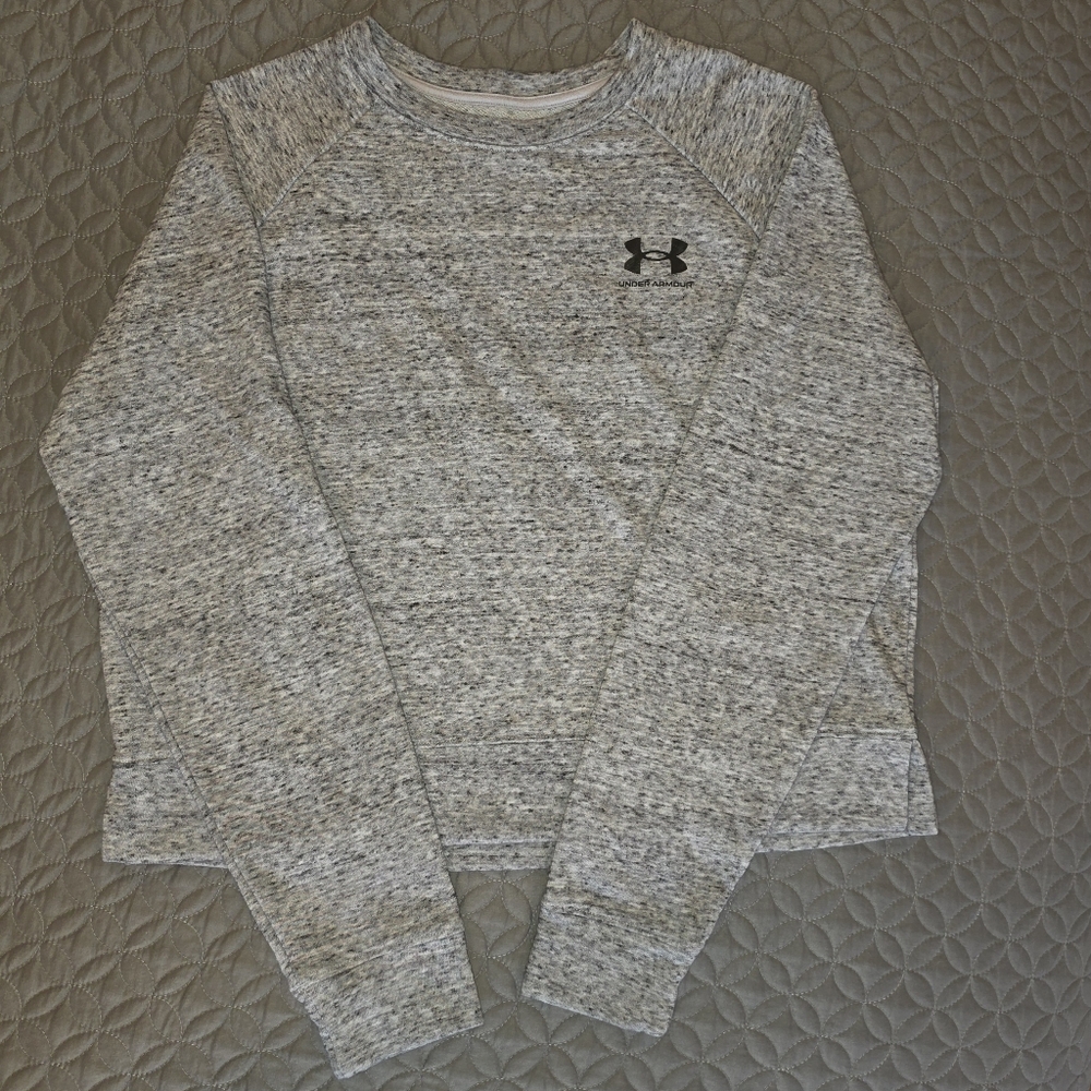 Under Armour Womens Loose Fit Long Sleeve Pullover, Gray, Size L